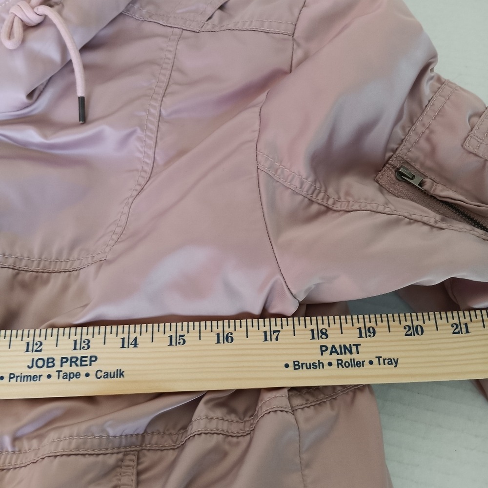 American Eagle Bomber Jacket Womens Large Pink Sherpa Lined Hooded Utility Coat - Picture 4 of 10